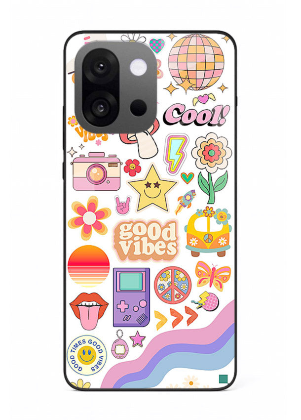 Cute Doodle Collage playful doodle pattern OnePlus 13s glass back cover