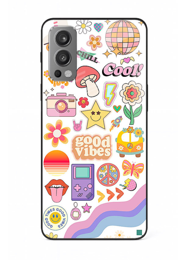 Cute Doodle Collage playful doodle pattern OnePlus Nord 2 glass back cover