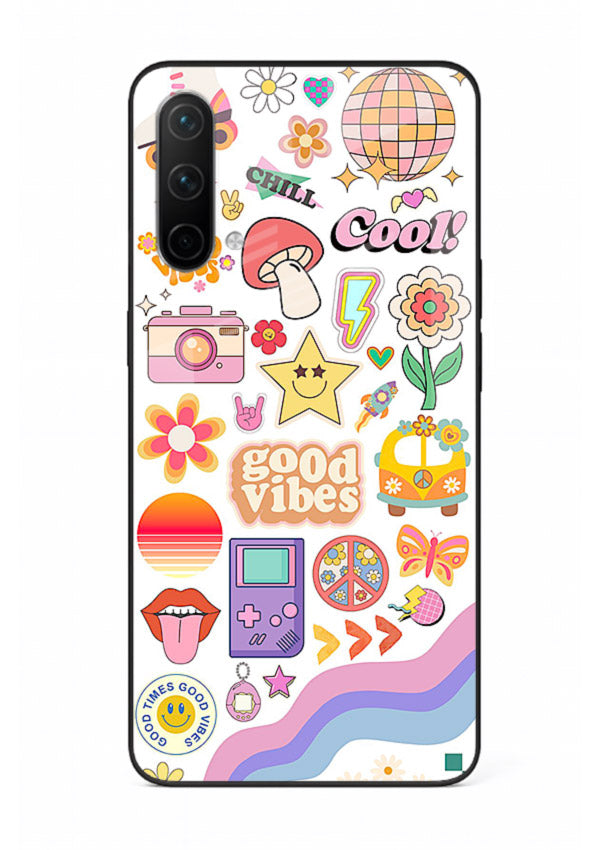 Cute Doodle Collage playful doodle pattern OnePlus Nord CE 5G glass back cover