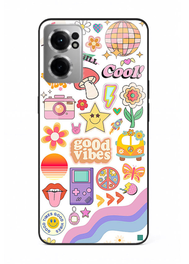 Cute Doodle Collage playful doodle pattern OnePlus Nord CE2 5G glass back cover