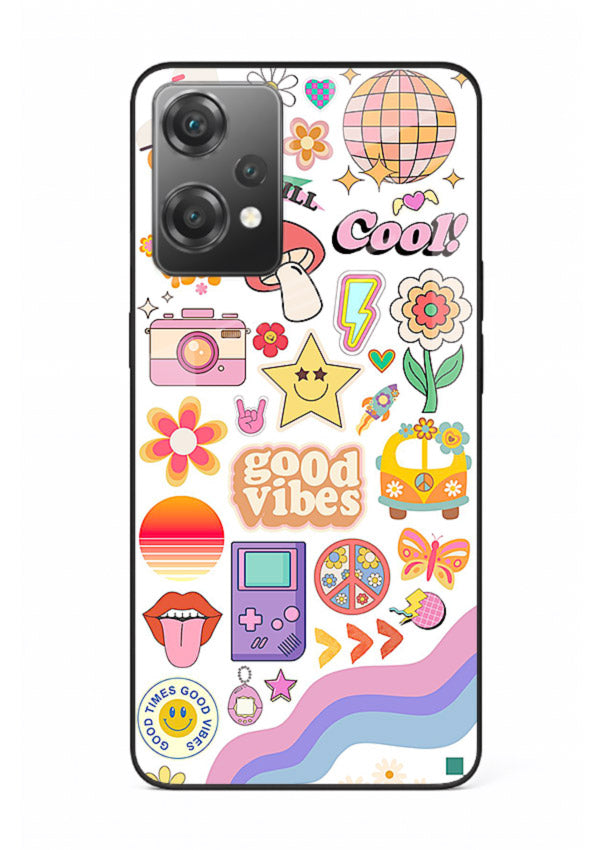Cute Doodle Collage playful doodle pattern OnePlus Nord CE2 Lite 5G glass back cover