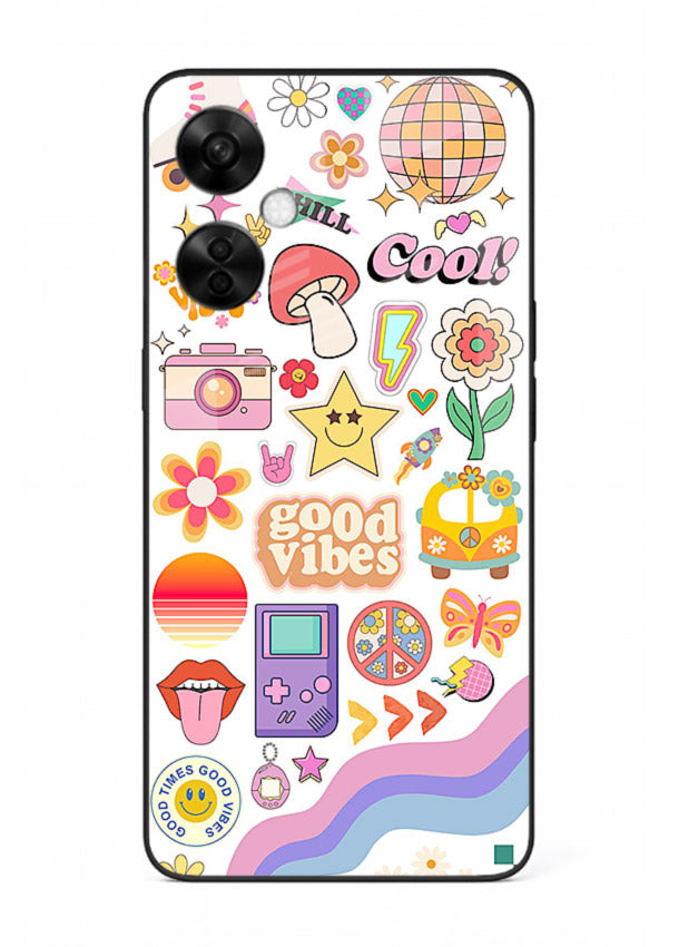 Cute Doodle Collage playful doodle pattern OnePlus Nord CE3 Lite glass back cover