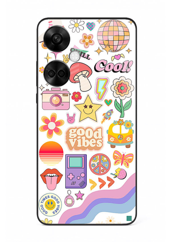 Cute Doodle Collage playful doodle pattern OnePlus Nord CE3 glass back cover