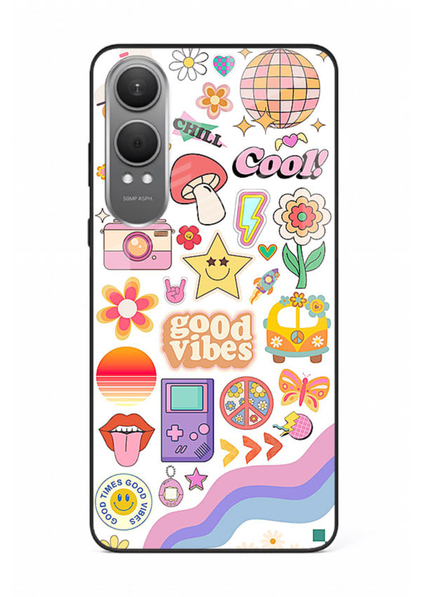 Cute Doodle Collage playful doodle pattern OnePlus Nord CE4 Lite glass back cover
