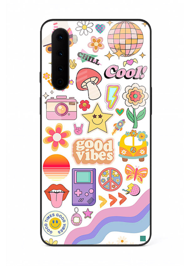 Cute Doodle Collage playful doodle pattern OnePlus Nord glass back cover