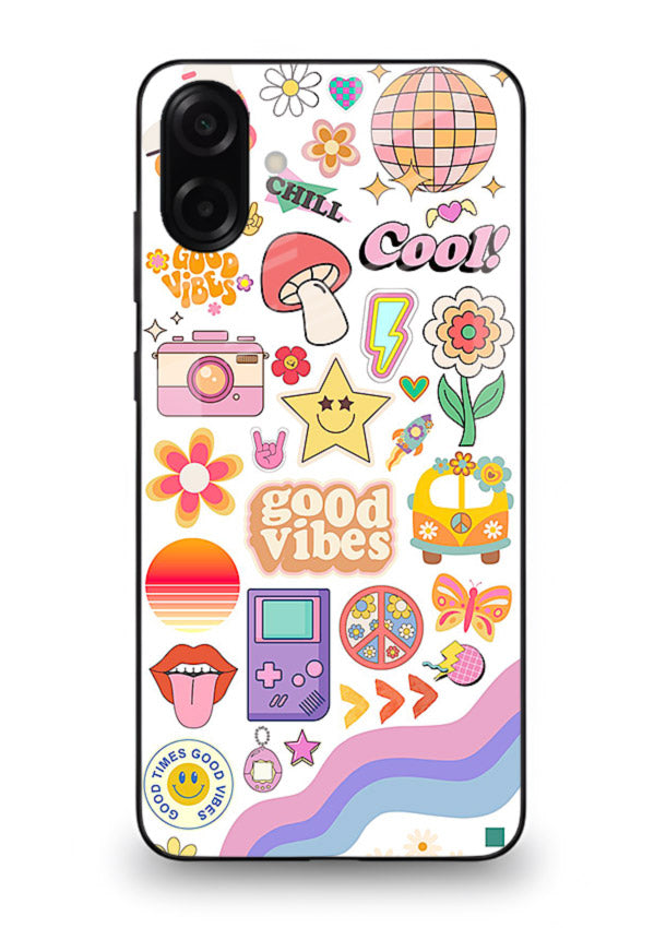 Cute Doodle Collage playful doodle pattern Samsung M13 5G glass back cover