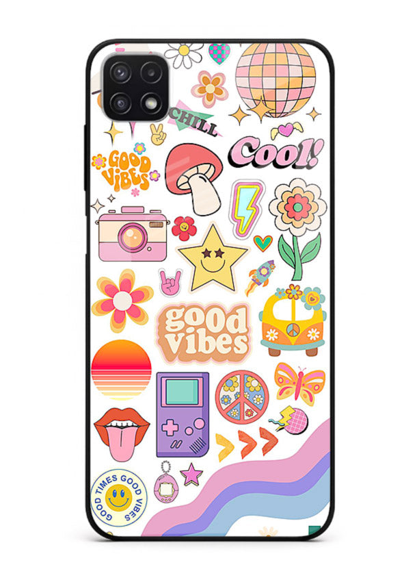 Cute Doodle Collage playful doodle pattern Samsung A22 5G glass back cover