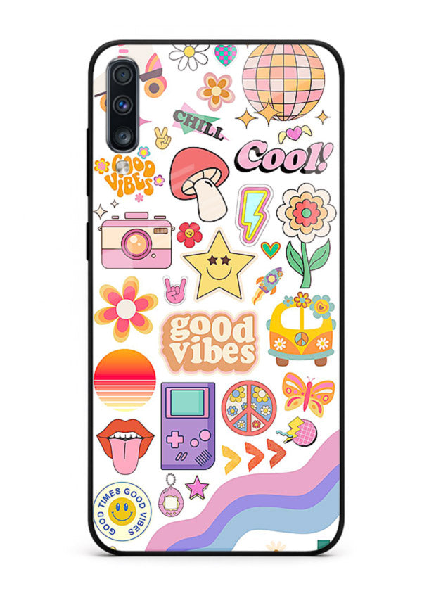 Cute Doodle Collage playful doodle pattern Samsung A50 glass back cover