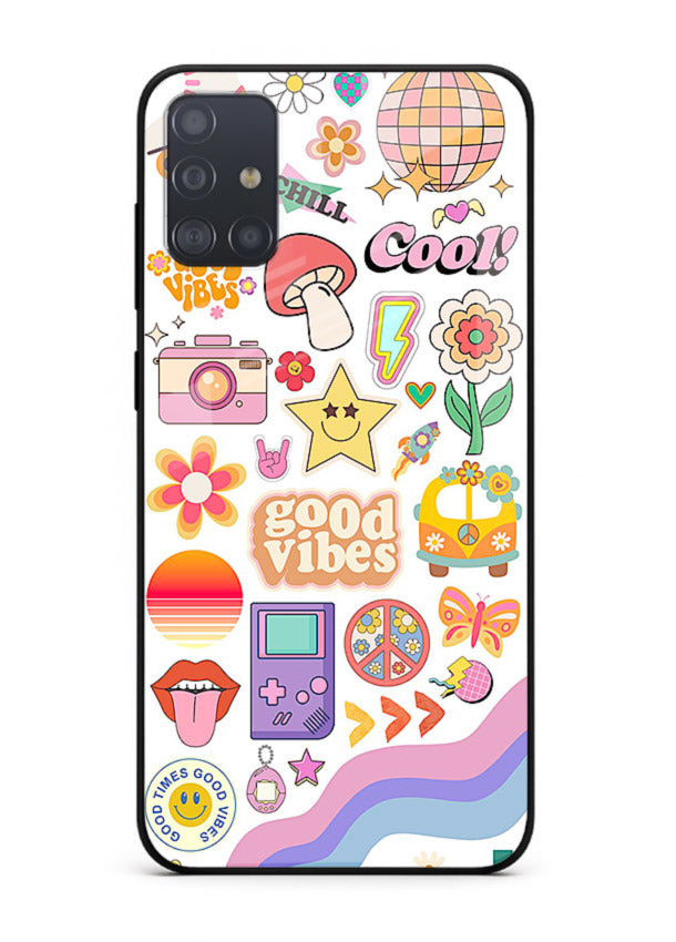 Cute Doodle Collage playful doodle pattern Samsung A71 glass back cover