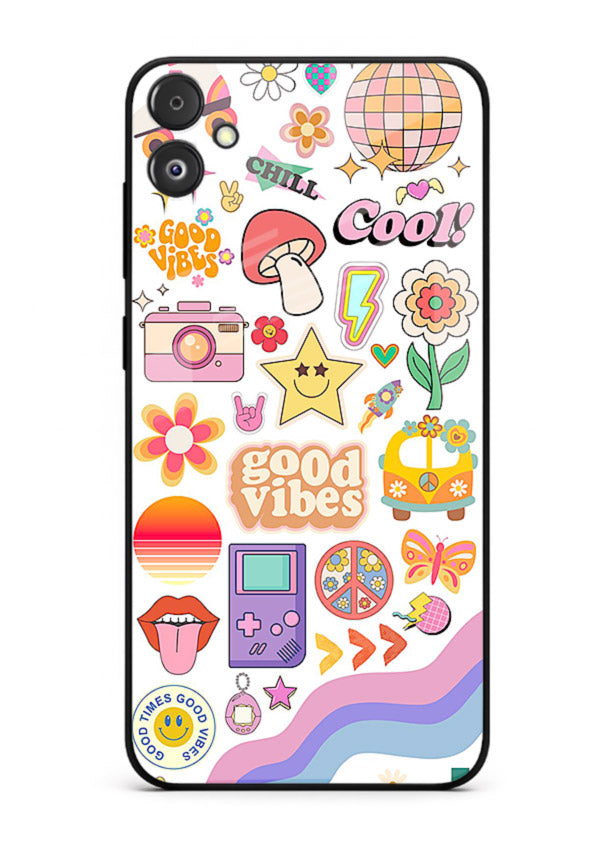 Cute Doodle Collage playful doodle pattern Samsung F14 5G glass back cover