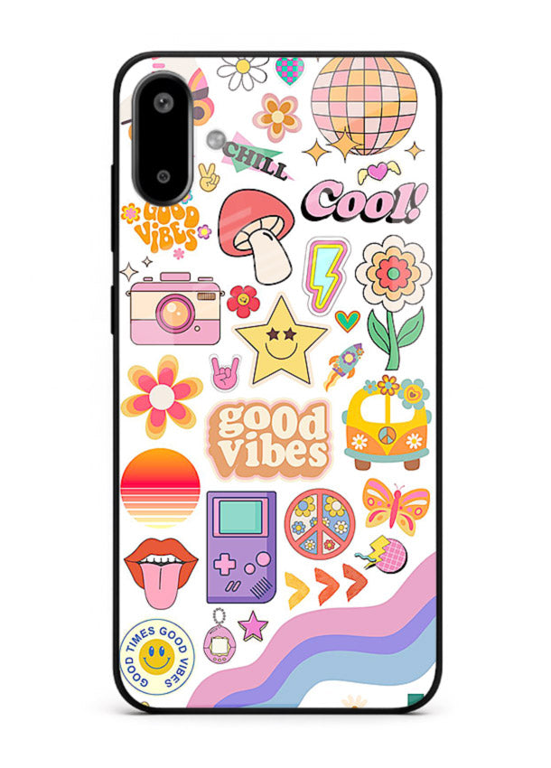 Cute Doodle Collage playful doodle pattern Samsung F06 5G glass back cover