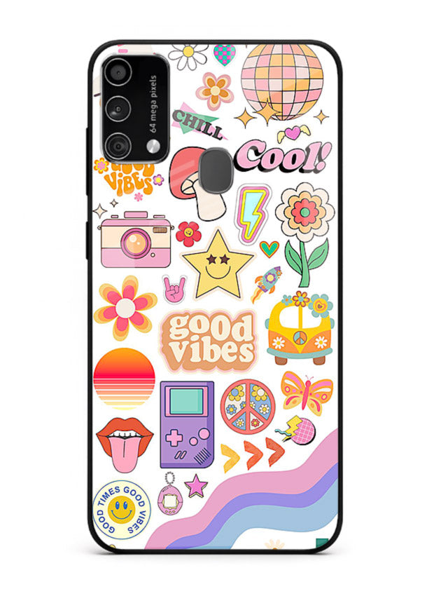 Cute Doodle Collage playful doodle pattern Samsung F41 glass back cover