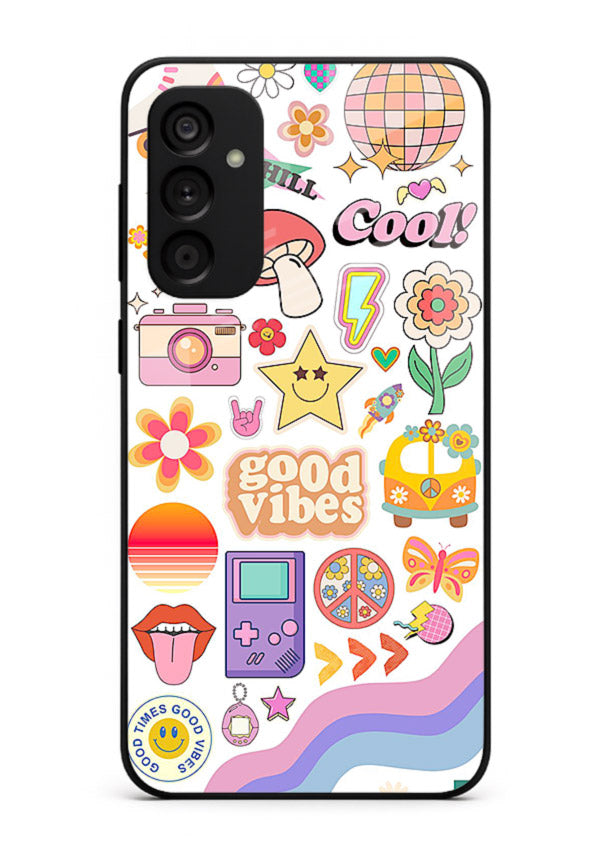 Cute Doodle Collage playful doodle pattern Samsung A04s 5G glass back cover
