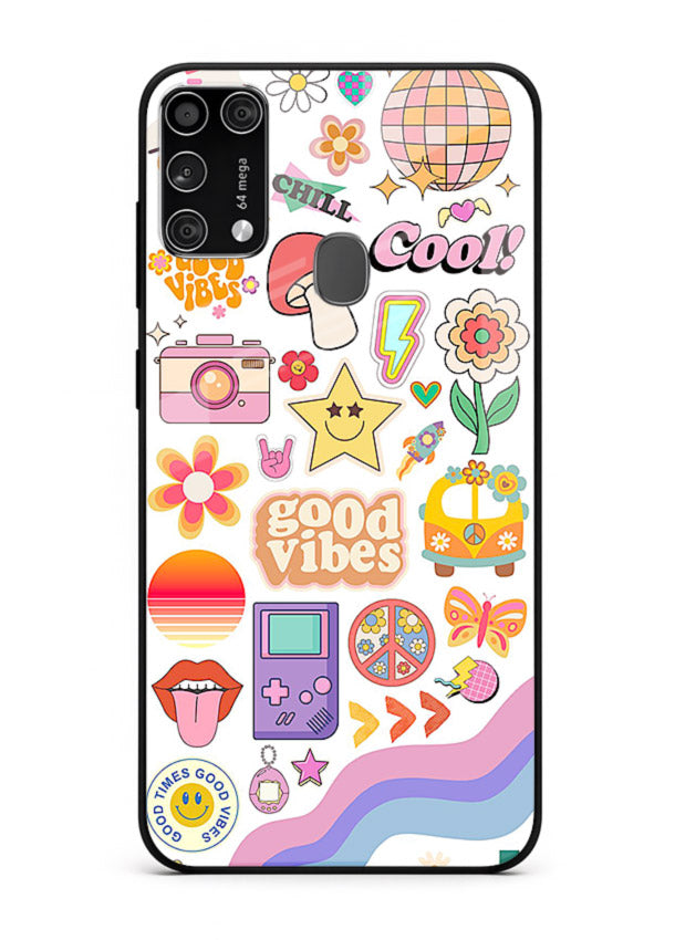Cute Doodle Collage playful doodle pattern Samsung M31 Prime glass back cover
