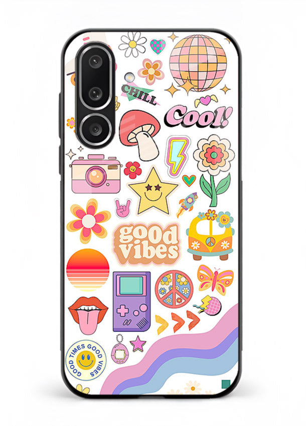 Cute Doodle Collage playful doodle pattern Samsung F56 5G glass back cover