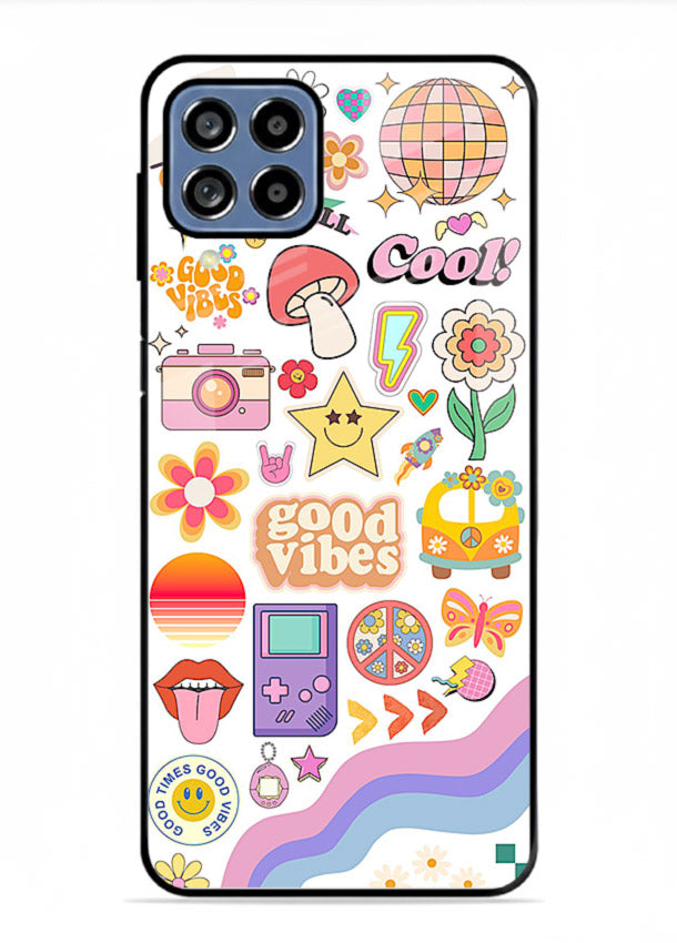 Cute Doodle Collage playful doodle pattern Samsung M33 5G glass back cover