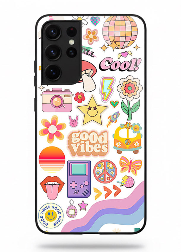 Cute Doodle Collage playful doodle pattern Samsung S21 Ultra glass back cover