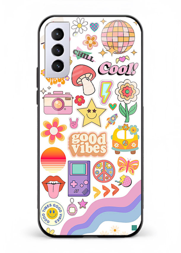 Cute Doodle Collage playful doodle pattern Samsung S21 Plus glass back cover