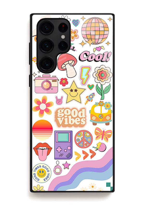 Cute Doodle Collage playful doodle pattern Samsung S25 Ultra glass back cover