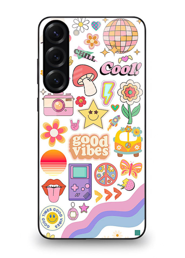 Cute Doodle Collage playful doodle pattern Samsung S23 glass back cover