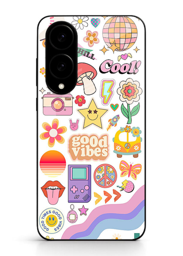 Cute Doodle Collage playful doodle pattern Samsung S25 Edge glass back cover