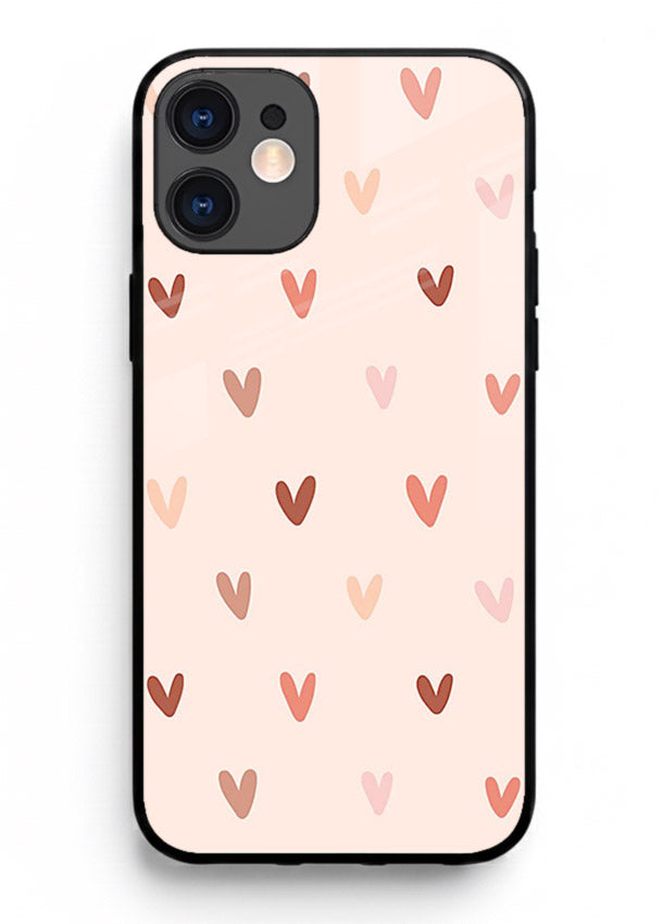 Cute Heart Pattern cute pastel heart pattern iphone 12 glass back cover