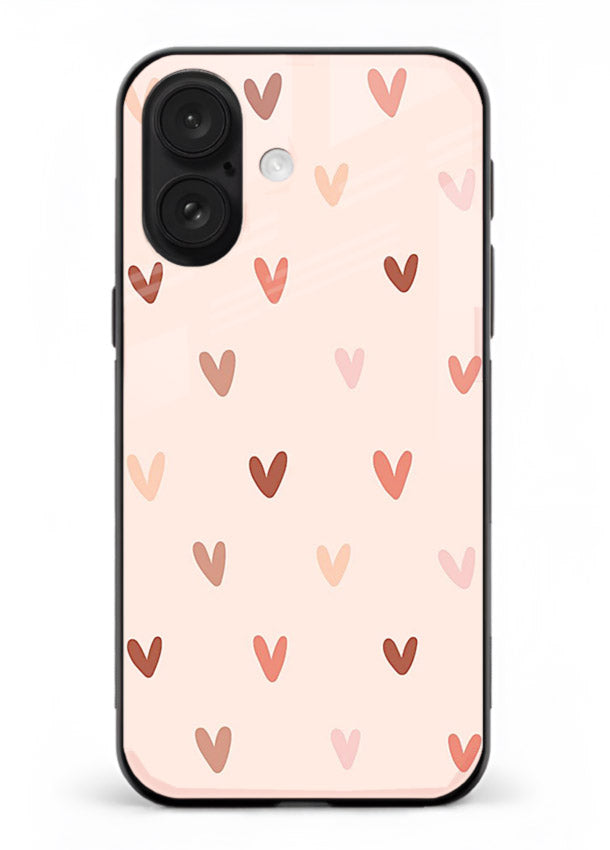 Cute Heart Pattern cute pastel heart pattern iphone 16 plus glass back cover