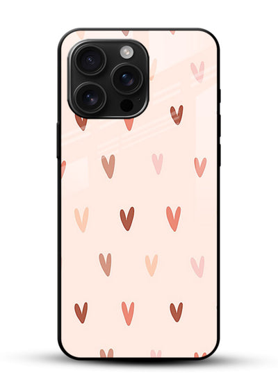 Cute Heart Pattern cute pastel heart pattern glossy vibrant premium glass back cover - Angle Front