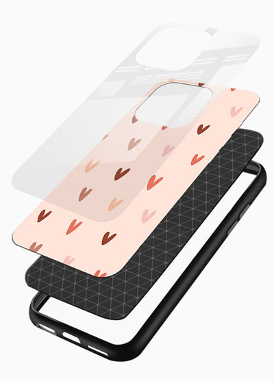 Cute Heart Pattern cute pastel heart pattern glossy vibrant premium glass back cover - Angle Layers