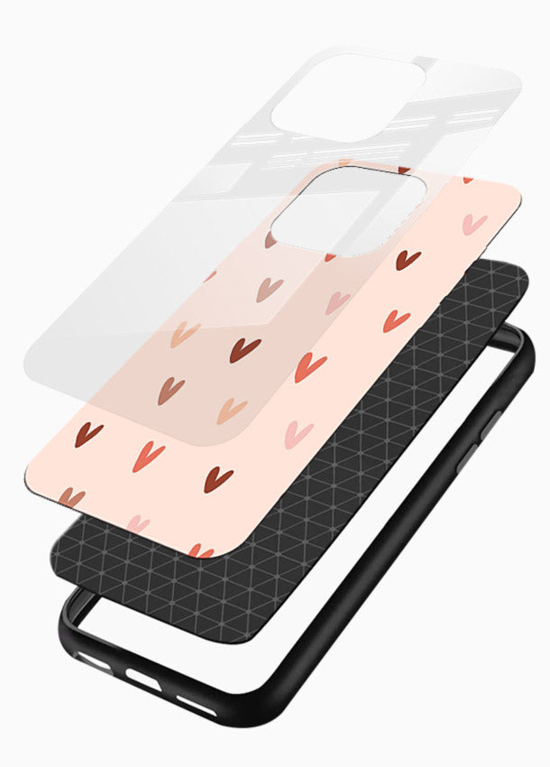 Cute Heart Pattern cute pastel heart pattern glossy vibrant premium glass back cover - Angle Layers