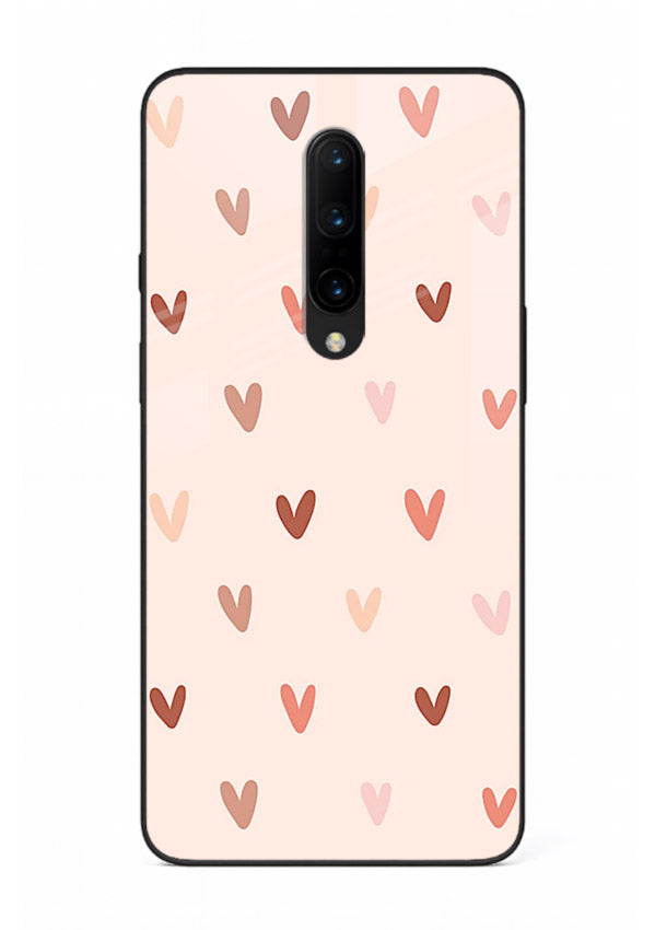 Cute Heart Pattern cute pastel heart pattern OnePlus 7 Pro glass back cover