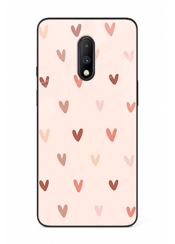 Cute Heart Pattern cute pastel heart pattern OnePlus 7 glass back cover