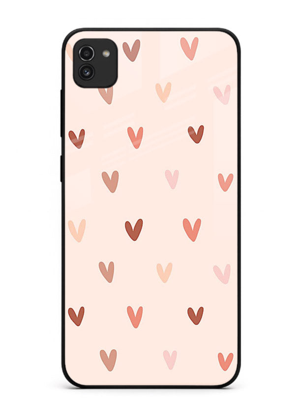 Cute Heart Pattern cute pastel heart pattern Samsung A03 glass back cover