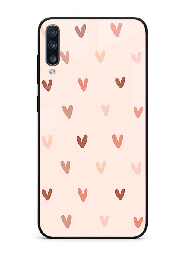 Cute Heart Pattern cute pastel heart pattern Samsung A70 glass back cover