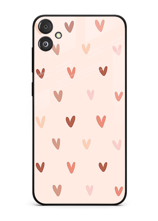 Cute Heart Pattern cute pastel heart pattern Samsung F05 5G glass back cover