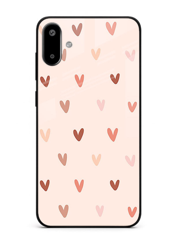 Cute Heart Pattern cute pastel heart pattern Samsung F06 5G glass back cover