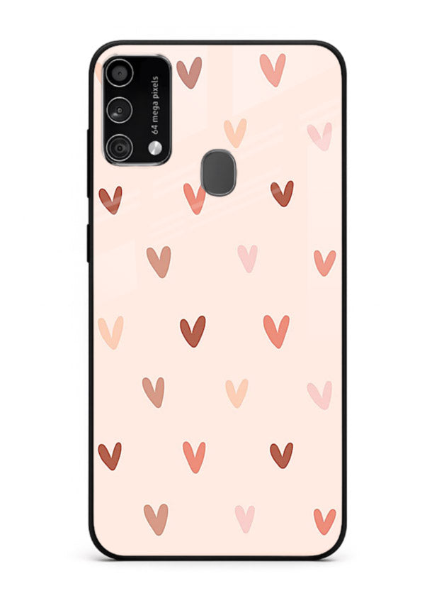 Cute Heart Pattern cute pastel heart pattern Samsung F41 glass back cover