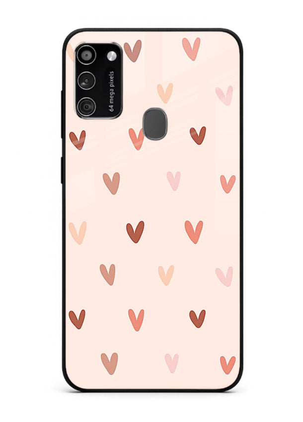 Cute Heart Pattern cute pastel heart pattern Samsung M30s glass back cover