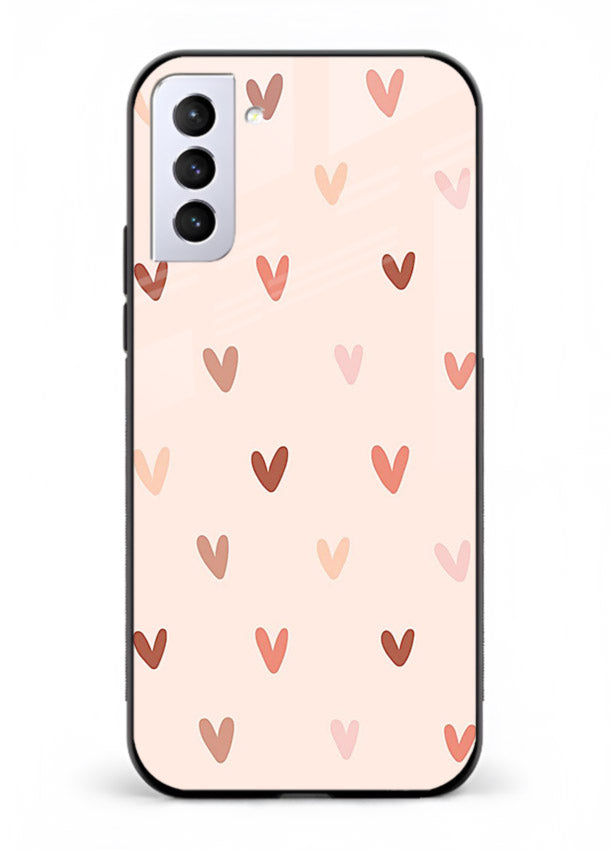 Cute Heart Pattern cute pastel heart pattern Samsung S21 Plus glass back cover