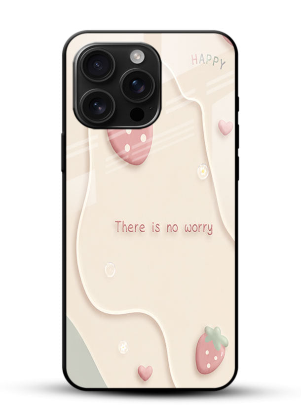 Cute Strawberry Pastel glass back cover with strawberry illustration design - 1