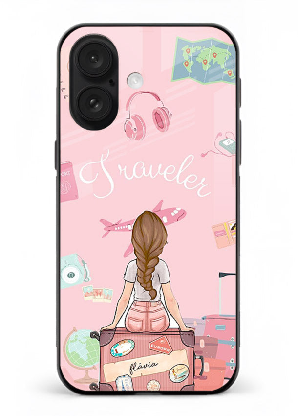 Cute Traveler Illustration pastel artwork iphone 18 glass back cover