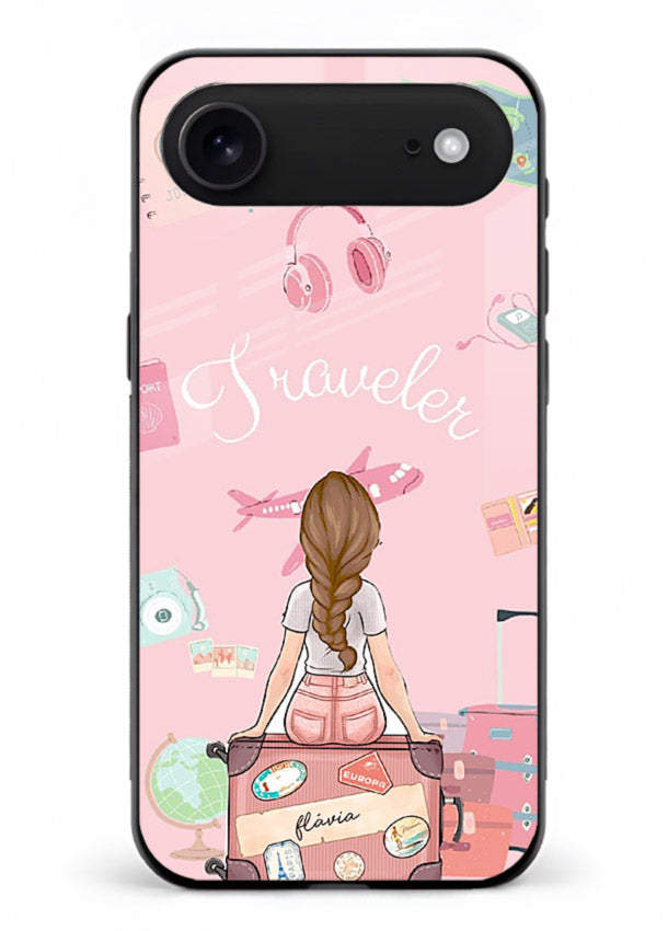 Cute Traveler Illustration pastel artwork iphone 18 air glass back cover