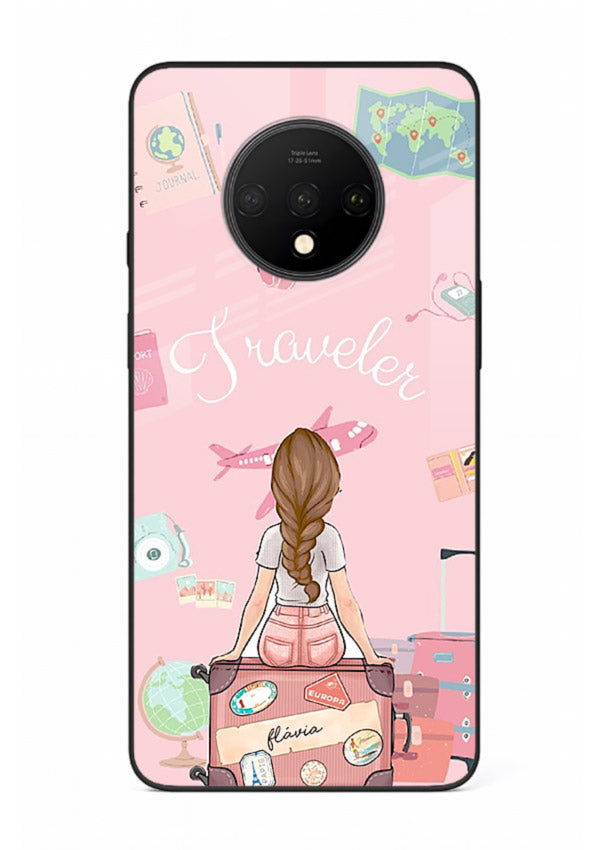 Cute Traveler Illustration pastel artwork OnePlus 7T glass back cover