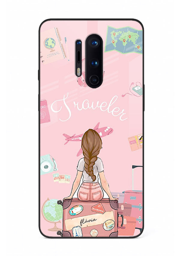 Cute Traveler Illustration pastel artwork OnePlus 8 Pro glass back cover
