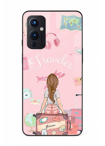 Cute Traveler Illustration pastel artwork OnePlus 9 Pro glass back cover