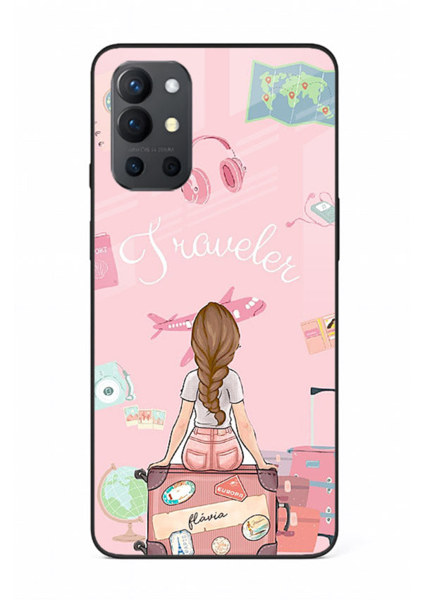Cute Traveler Illustration pastel artwork OnePlus 9R glass back cover