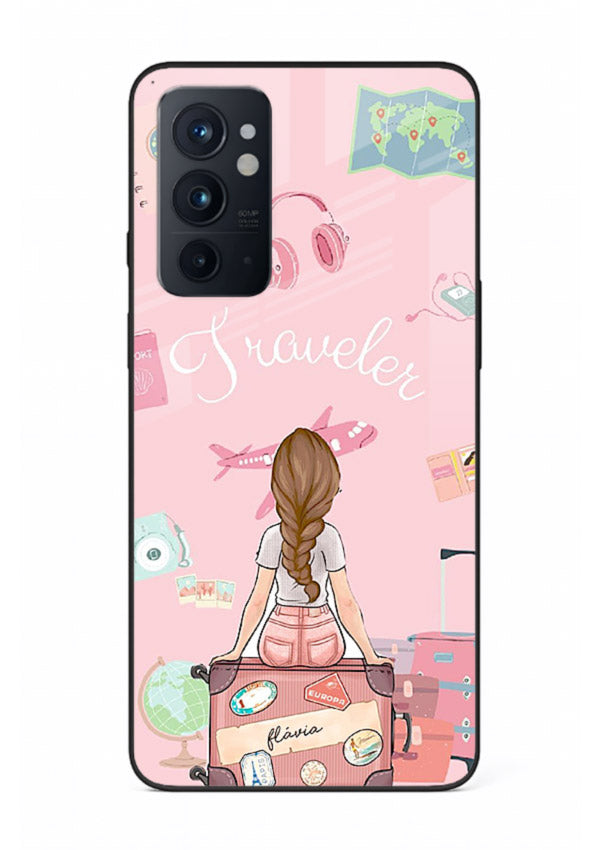 Cute Traveler Illustration pastel artwork OnePlus 9RT glass back cover
