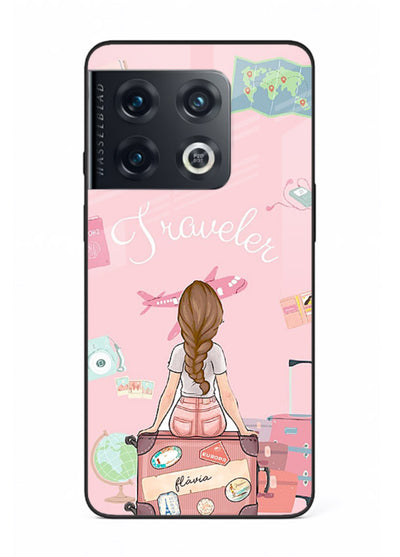 Cute Traveler Illustration pastel artwork OnePlus 10 Pro glass back cover