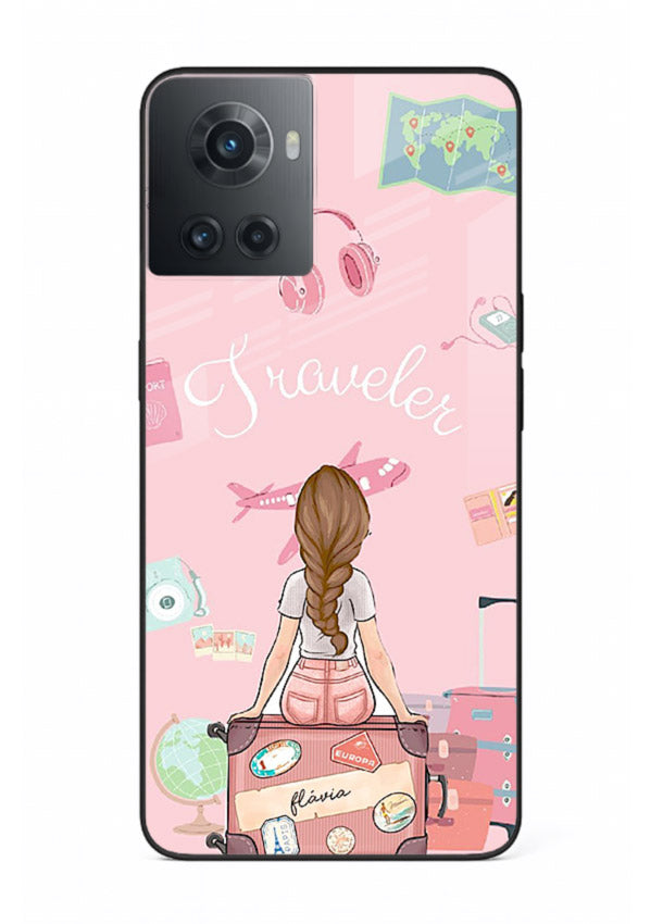 Cute Traveler Illustration pastel artwork OnePlus 10R glass back cover