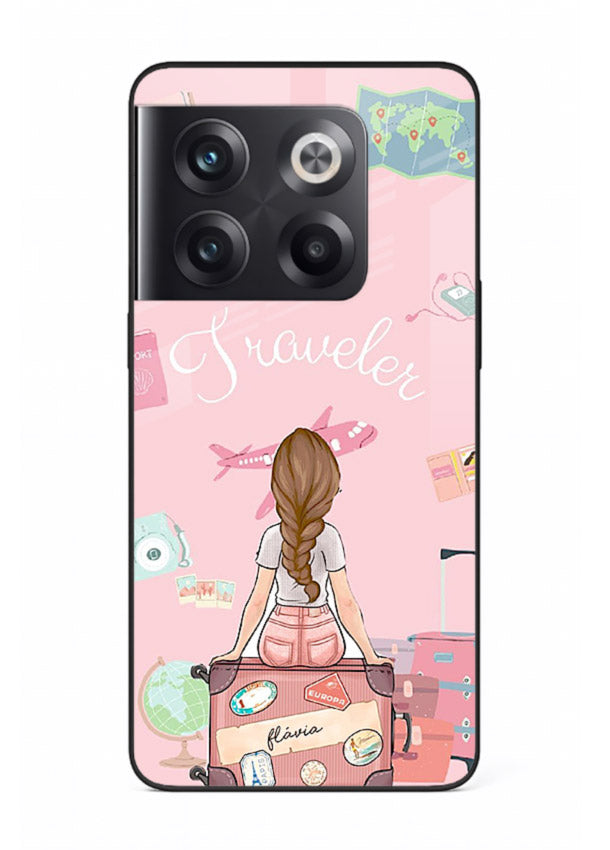 Cute Traveler Illustration pastel artwork OnePlus 10T glass back cover